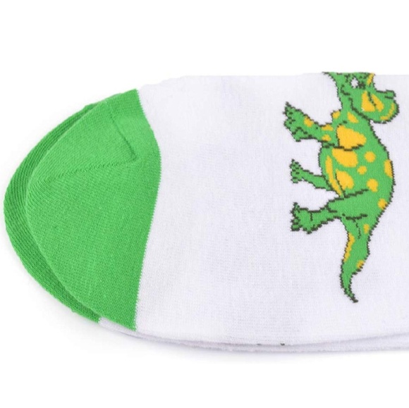 Mens Novelty Dinosaur Triceratops Crew Socks Green - Picture 4 of 4